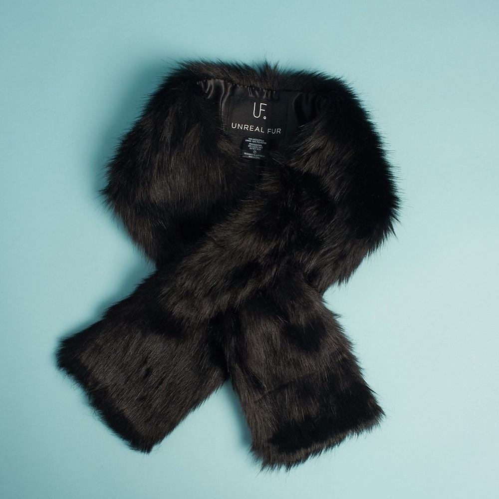 Unreal Black Faux Fur Stole